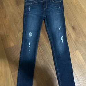 Hollister Dark Blue Distressed Skinny Jeans